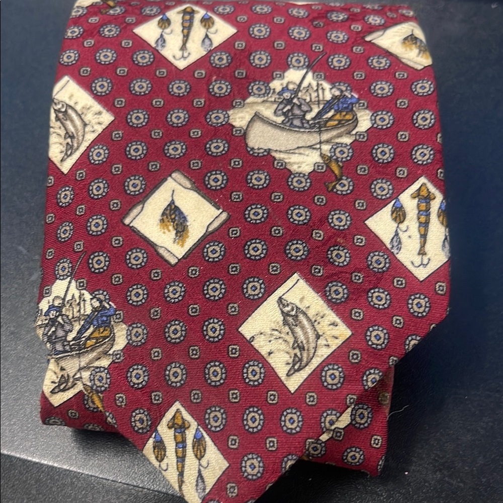 Elegant Burgundy Nautical Patterned Tie